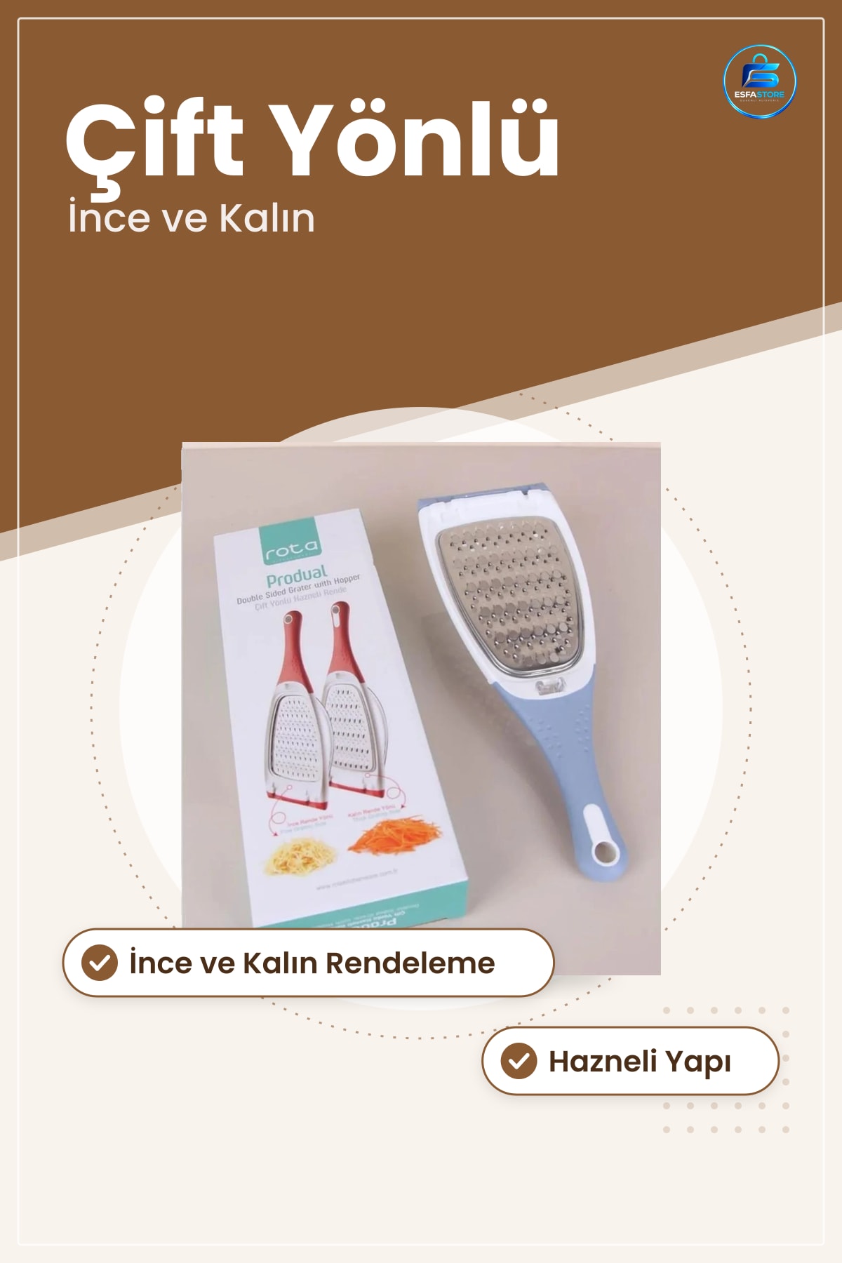 Hazneli Rende Seti Çift Yönlü Kalın İnce Rendeleme Mutfak Peynir Sebze Meyve Hazırlık Sofra Aleti