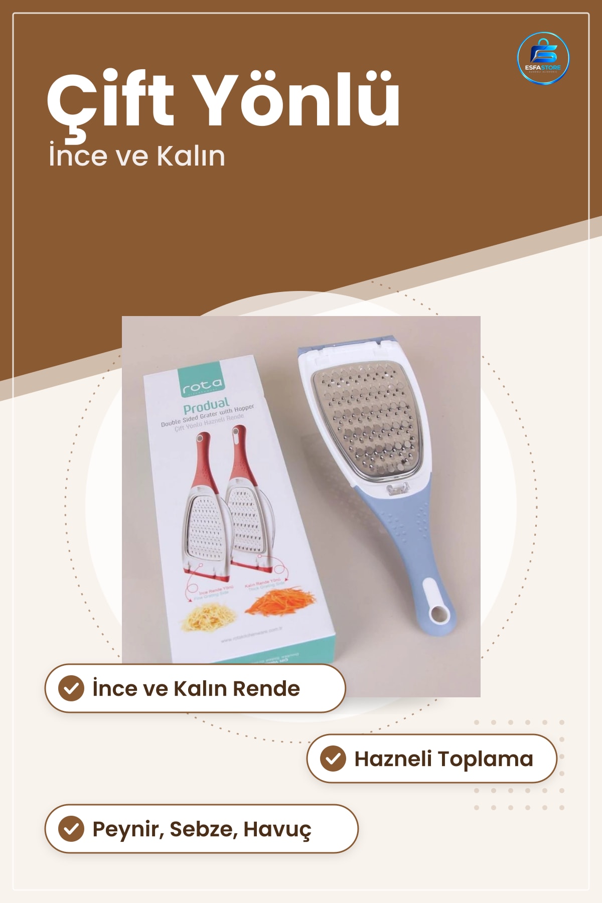 Çift Yönlü Hazneli Rende Mutfak İnce Kalın Rendeleme Peynir Sebze Havuç Yemek Hazırlık Aracı