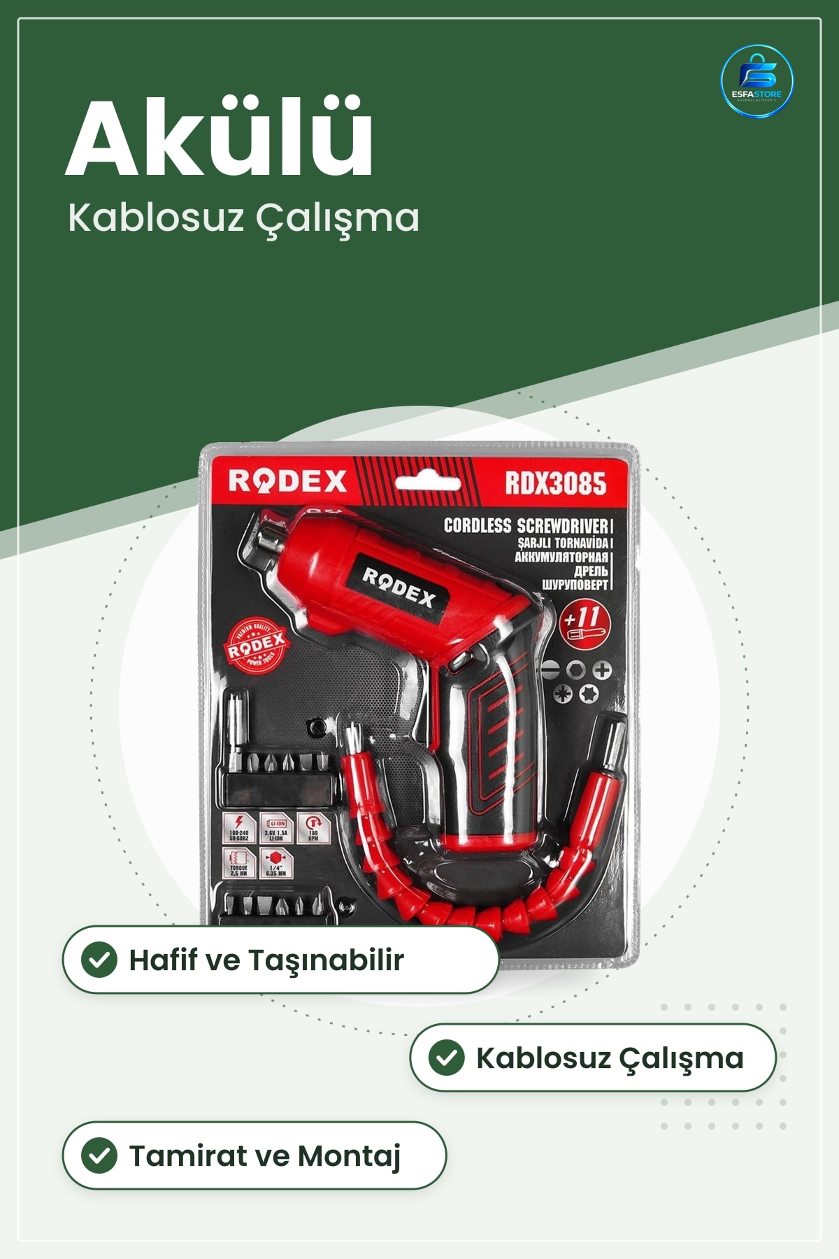 Şarjlı Tornavida Akülü Vidalama Hafif ve Taşınabilir Tamirat İşleri İçin Elektrikli El Aleti