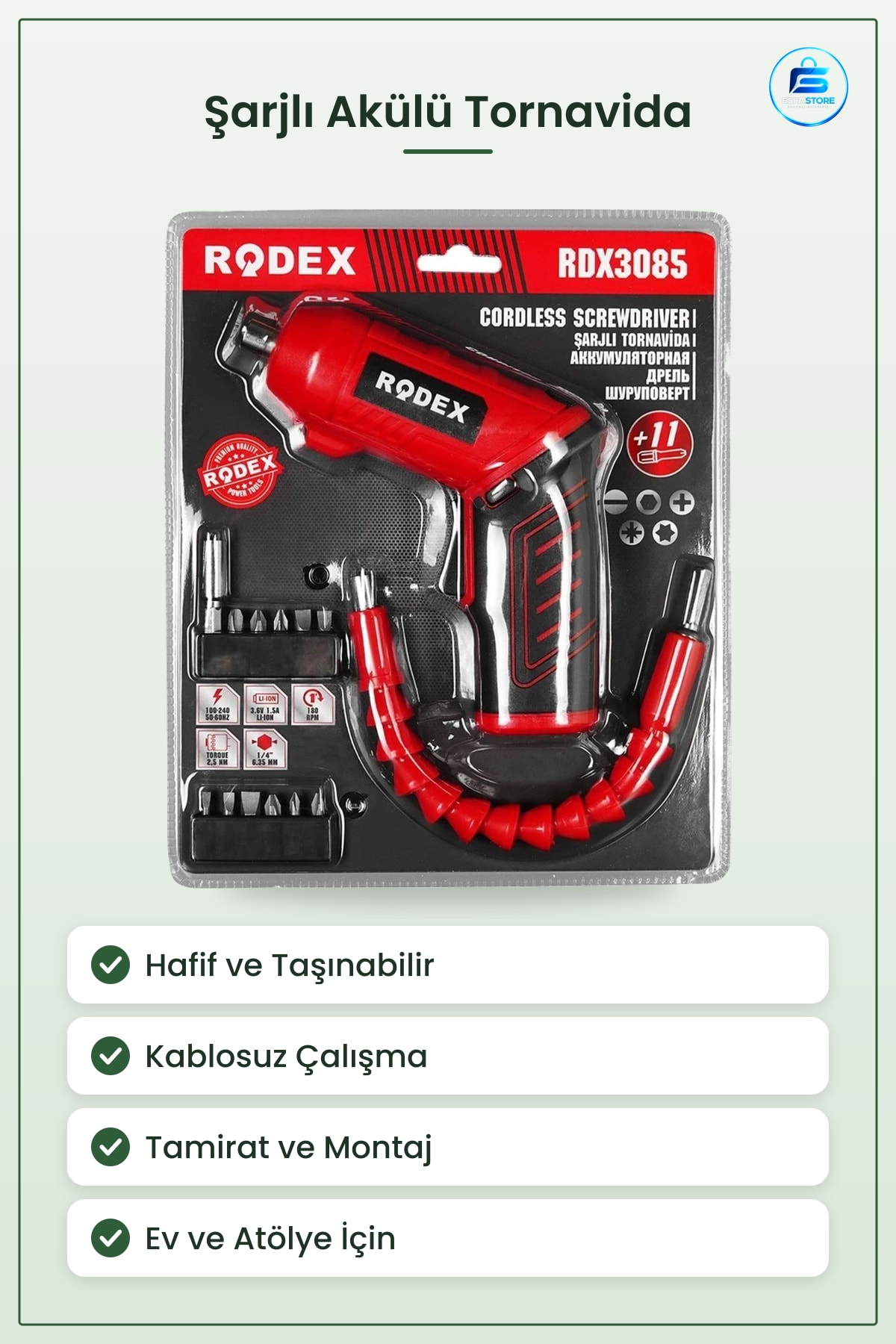 Şarjlı Tornavida Akülü Vidalama Hafif ve Taşınabilir Tamirat İşleri İçin Elektrikli El Aleti