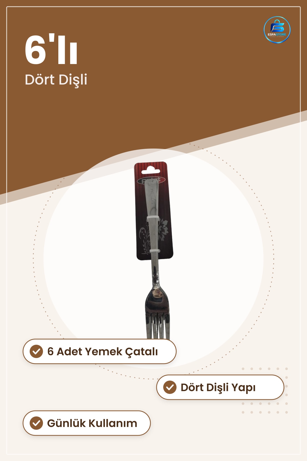 Yemek Çatalı 6'lı Mutfak Sofra Günlük Kullanım Dört Dişli Ev Çatal Seti Kahvaltı Öğle Akşam