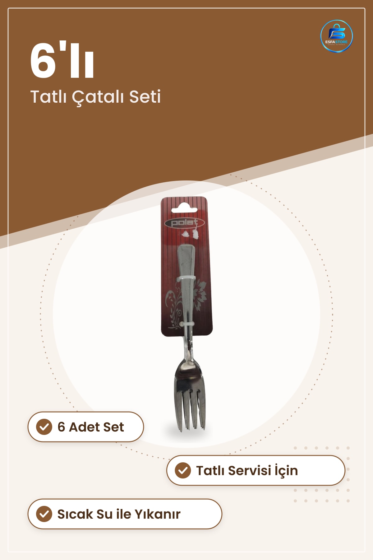Tatlı Çatalı 6'lı Servis Çatal Seti Mutfak Sofra Takımı Yemek Masası Kullanımı İçin