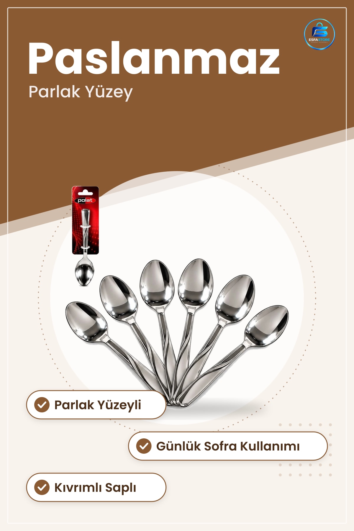 Paslanmaz Çelik Yemek Kaşığı Günlük Kullanım Mutfak Sofra Çatal Bıçak Kaşık Parlak Yüzeyli