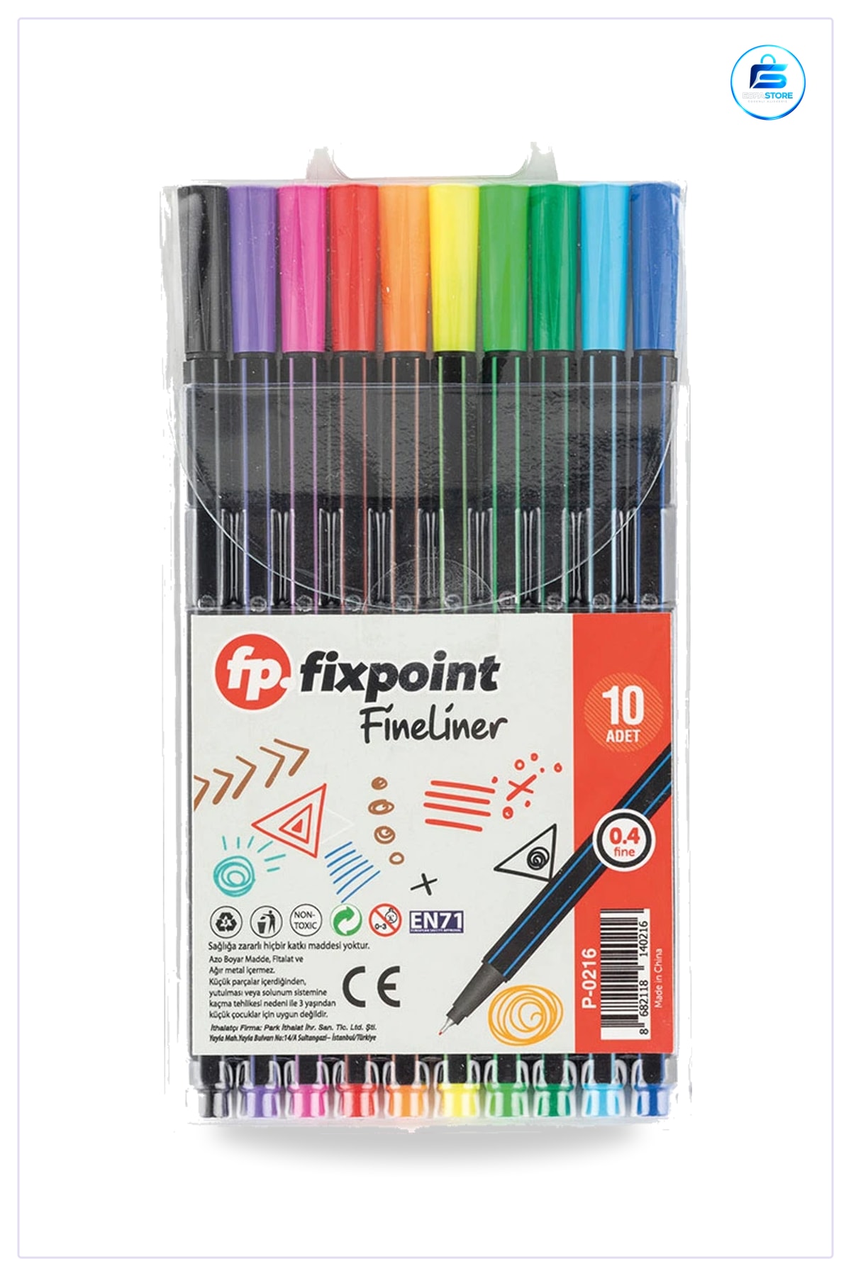 Fineliner Keçeli Kalem 10 Adet Renkli Set Çizim ve Yazı İçin Okul Ofis Kırtasiye Malzemesi