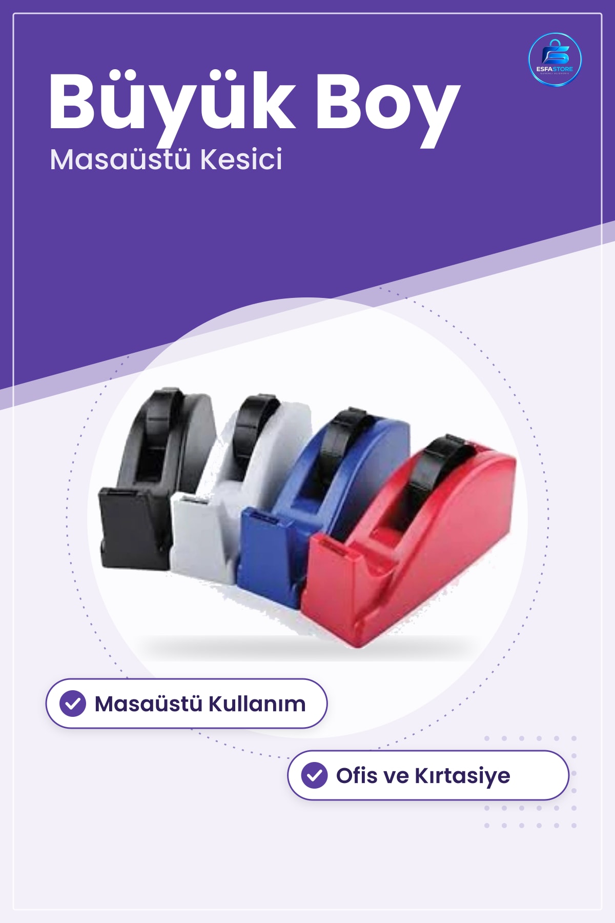 Büyük Masaüstü Bant Kesme Makinesi Ofis Kırtasiye Kesici Dispenser Pratik ve Kolay Kullanımlı