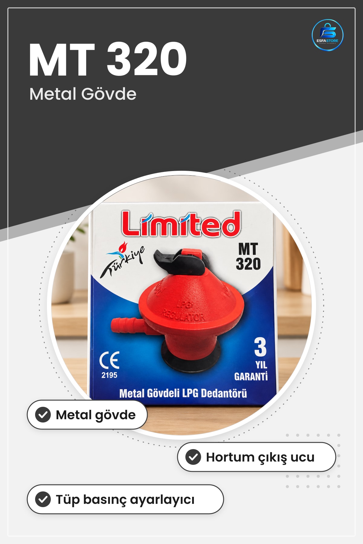 Metal Gövdeli LPG Dedantörü Regülatörü Tüp Basınç Ayarlayıcı Otomobil ve Gaz Yedek Parça