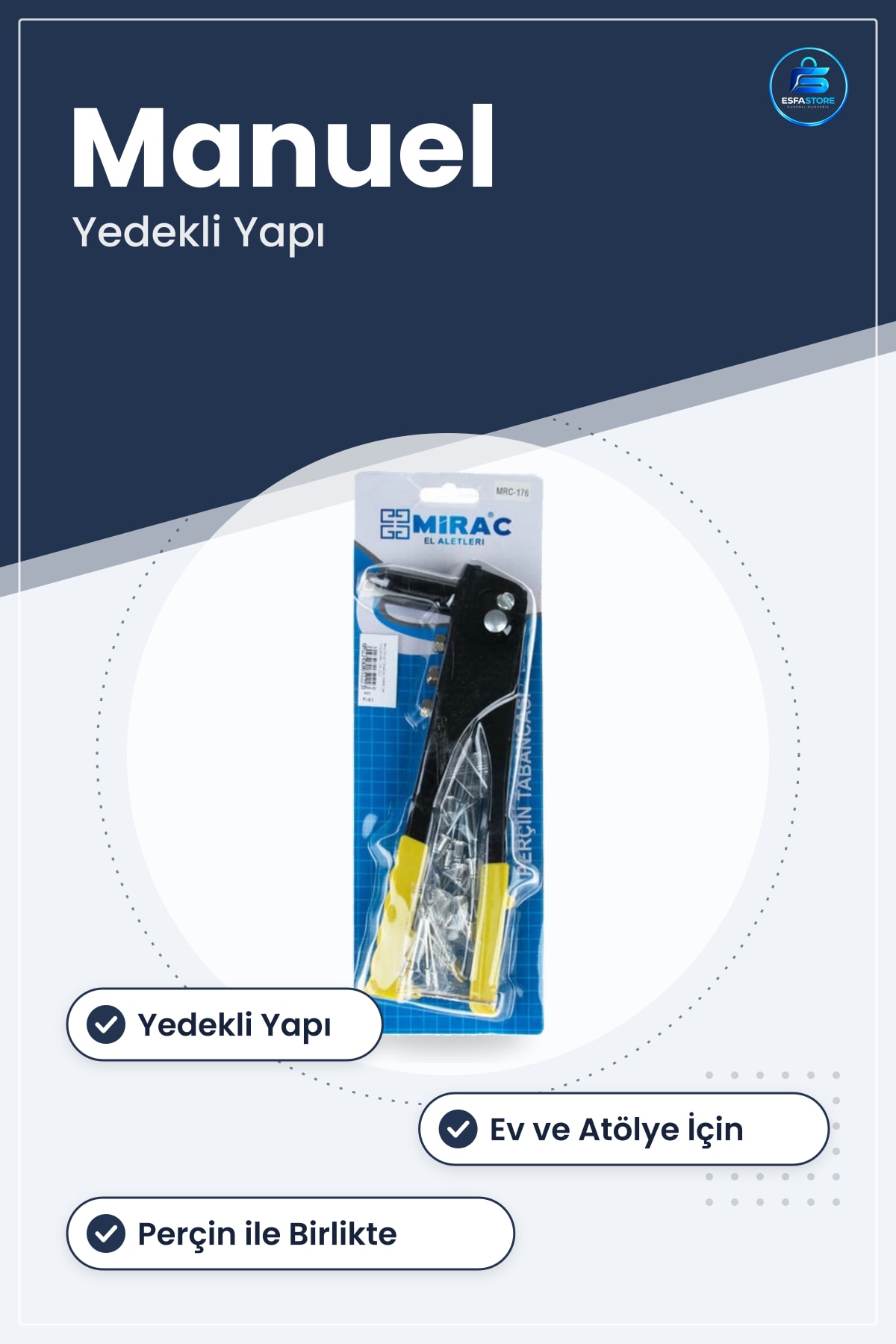 Yedekli Perçin Tabancası Manuel El Aletleri Hırdavat Ev ve Atölye Kullanımı Kullanışlı