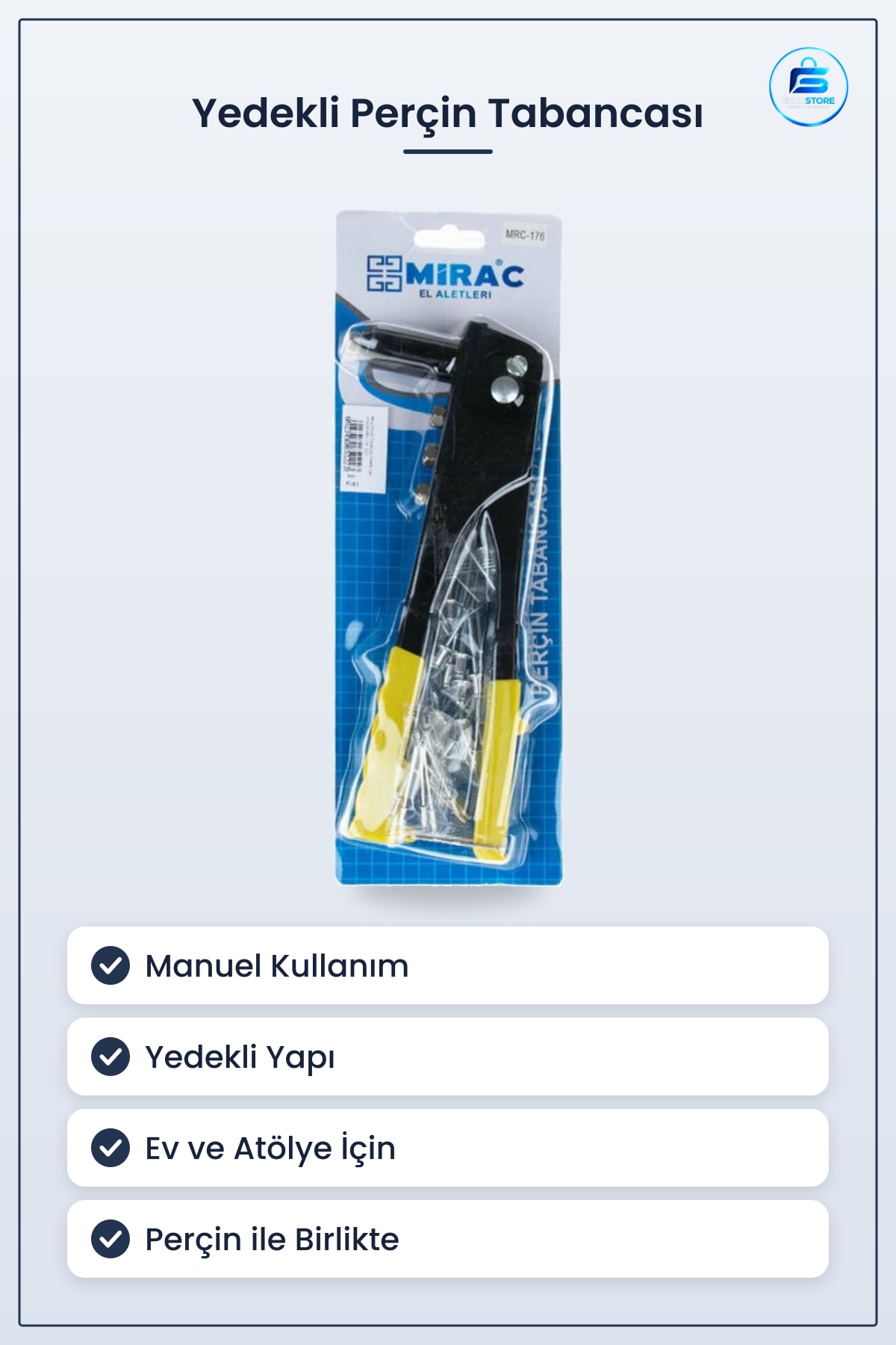 Yedekli Perçin Tabancası Manuel El Aletleri Hırdavat Ev ve Atölye Kullanımı Kullanışlı