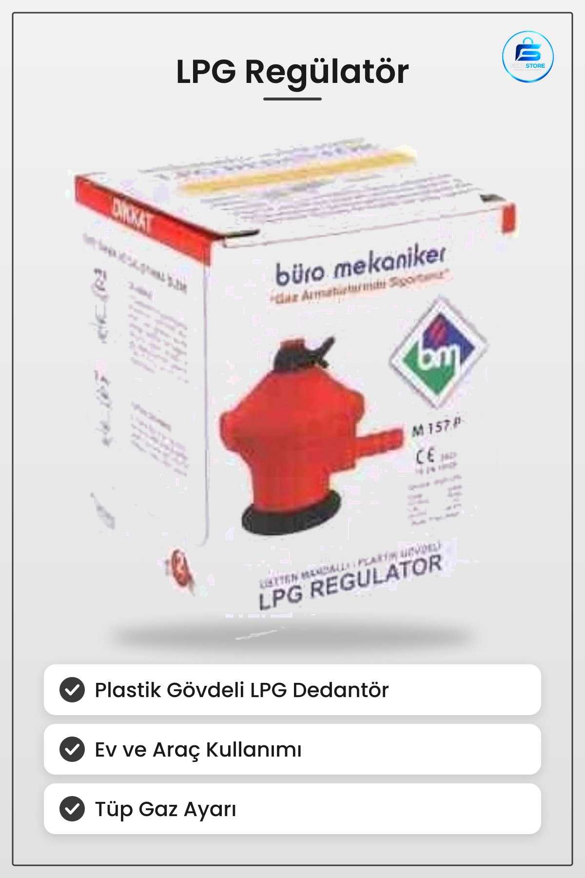 LPG Regülatör Plastik Gövdeli Dedantör Tüp Gaz Basınç Ayarlama Ev ve Araç Kullanımı İçin