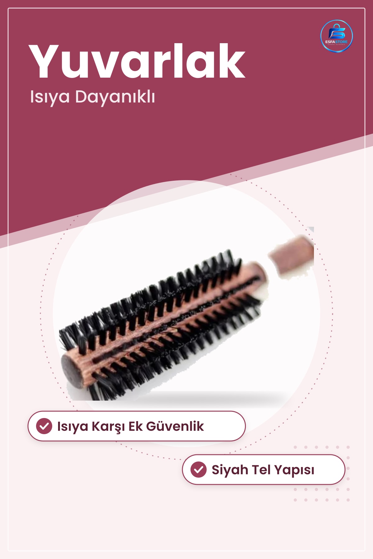 Yanmaz Fön Tarak Fırça Yuvarlak Saç Şekillendirme Uygulamaları İçin Isıya Dayanıklı