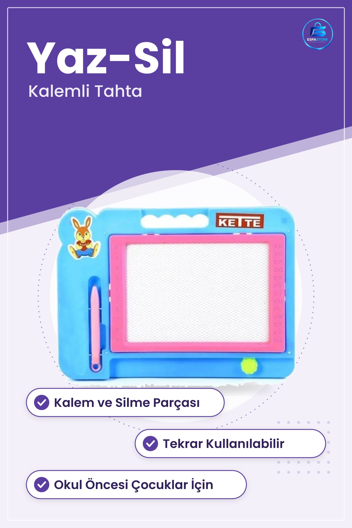 Küçük Yazı Tahtası Yaz Sil Çocuk Çizim Panosu Kalemli Taşınabilir Eğitici Oyuncak Okul Öncesi
