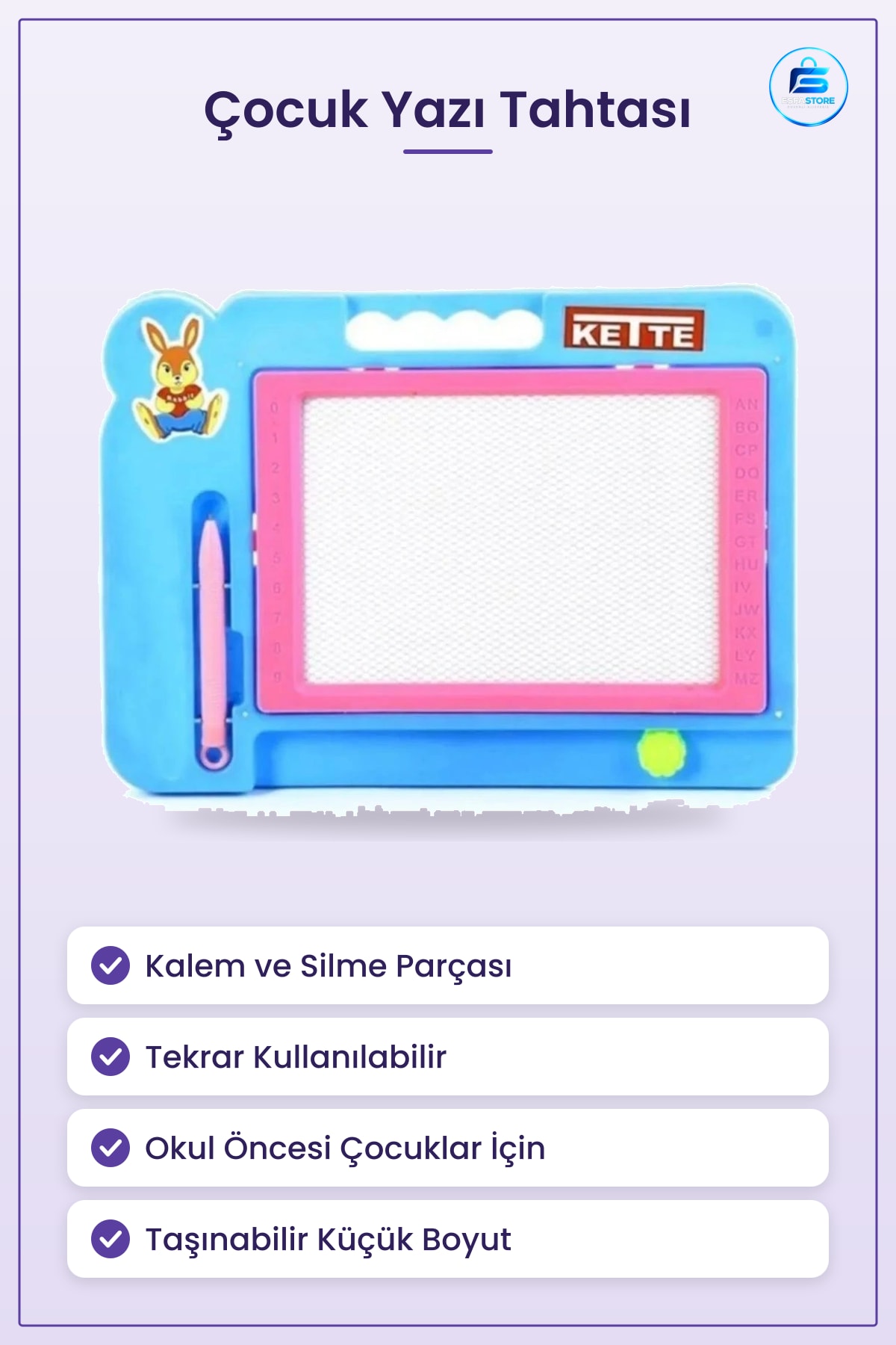 Küçük Yazı Tahtası Yaz Sil Çocuk Çizim Panosu Kalemli Taşınabilir Eğitici Oyuncak Okul Öncesi