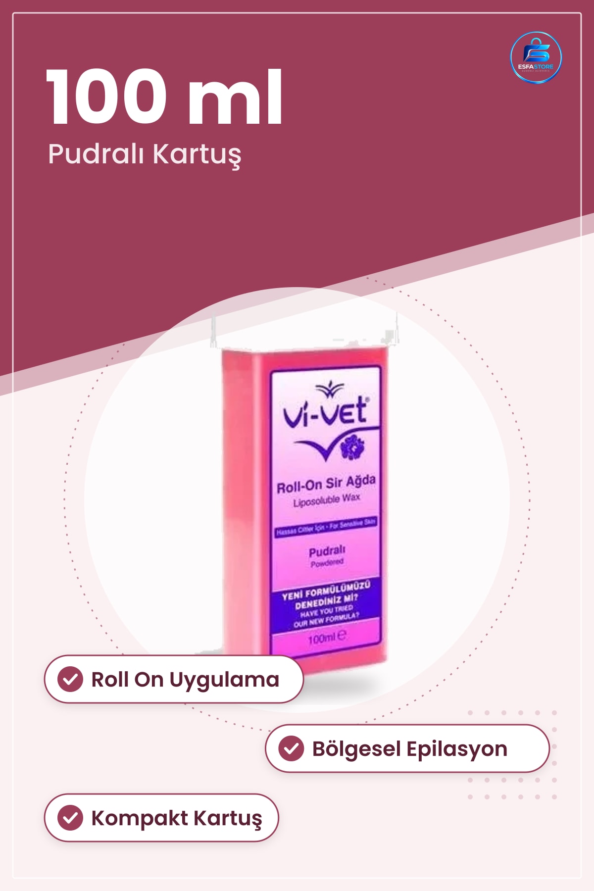 Roll On Sir Ağda 100 ml Pudralı Bölgesel Epilasyon İçin Tüy Dökücü Kartuş Vücut Bakımı