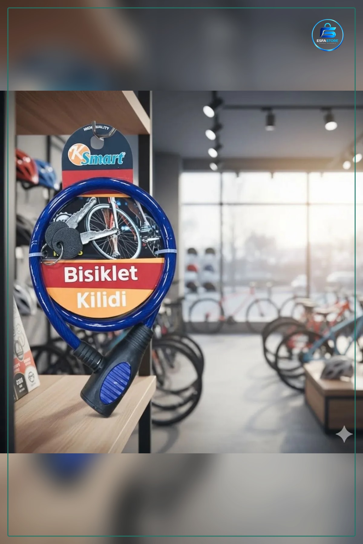 Bisiklet Kilidi Mavi Spiral Kablolu Anahtarlı Güvenlik Bağlama Günlük Kullanım Pratik
