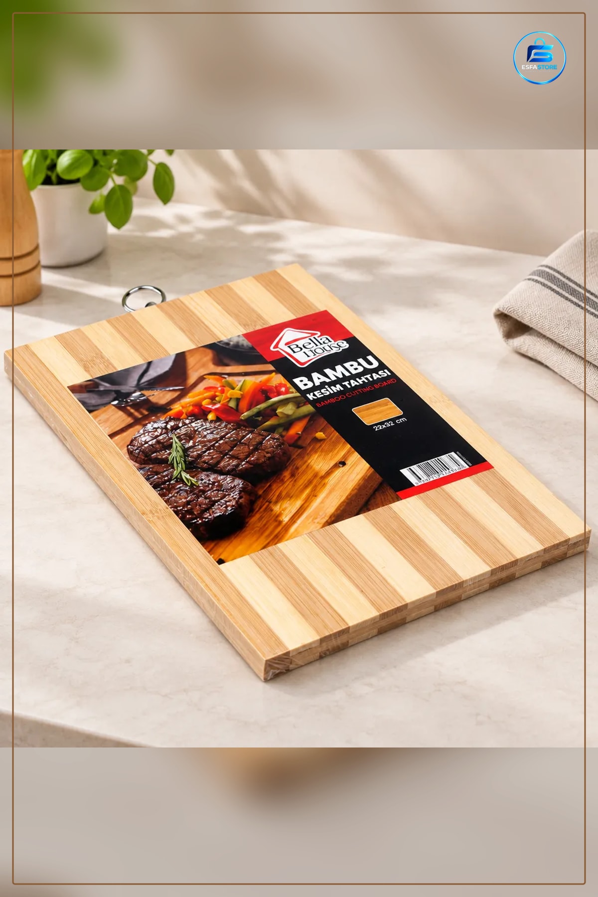 Bambu Kesme Tahtası 22x32 cm Kesim Panosu Mutfak İçin Doğal Pratik Sebze Et Hazırlık Levhası