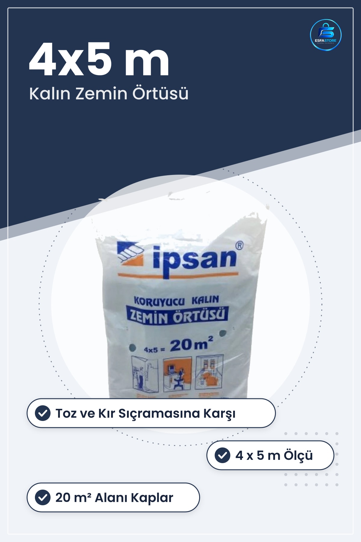Koruyucu Kalın Zemin Örtüsü m² Boya Hazırlık Malzemesi Toz ve Kir Sıçrama Koruma