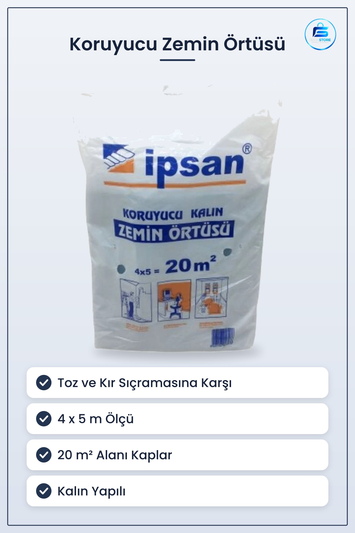 Koruyucu Kalın Zemin Örtüsü m² Boya Hazırlık Malzemesi Toz ve Kir Sıçrama Koruma