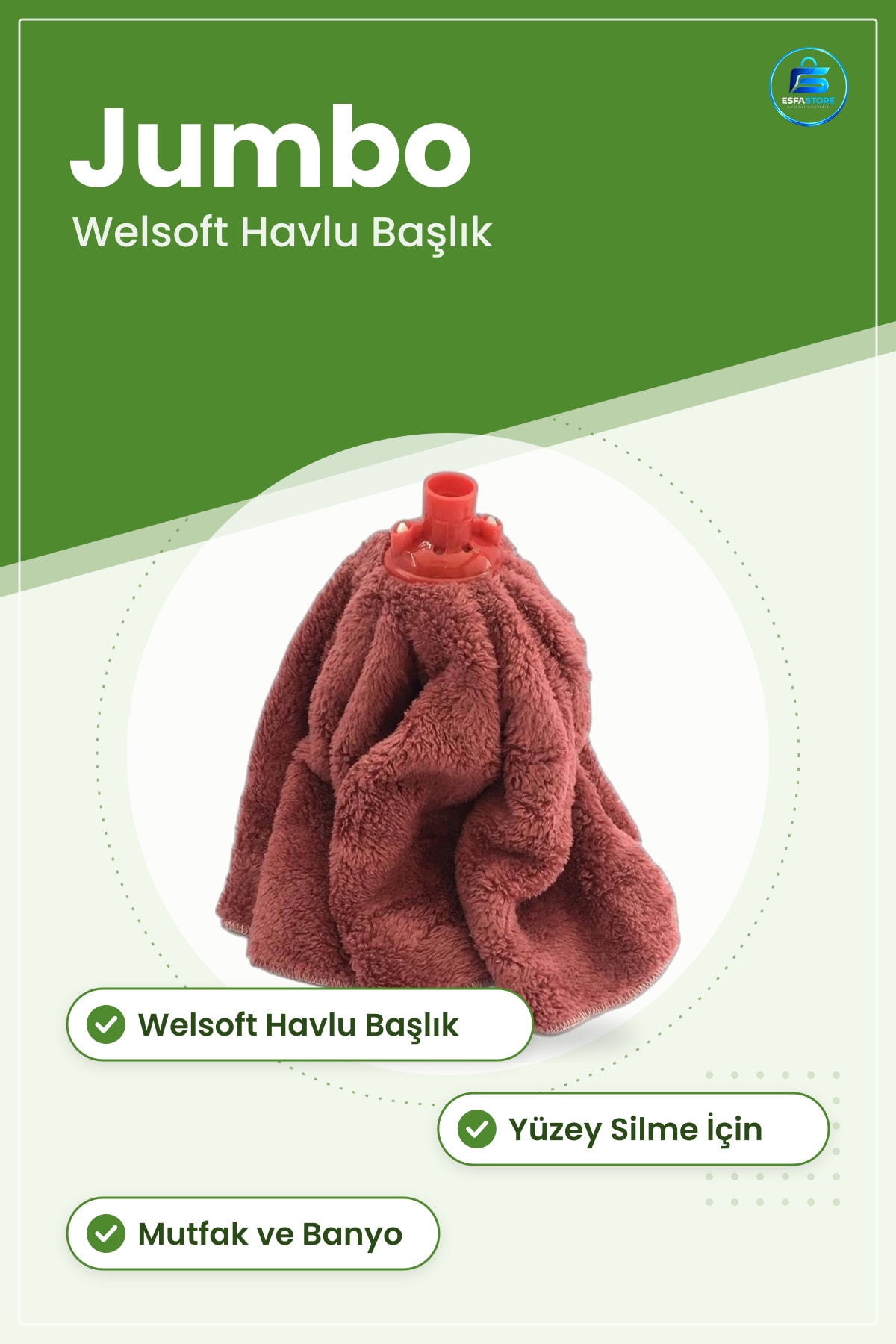 Havlu Mop Jumbo Welsoft Başlık Yüzey Silme Paspas Ev Temizlik Gereçleri Mutfak Banyo