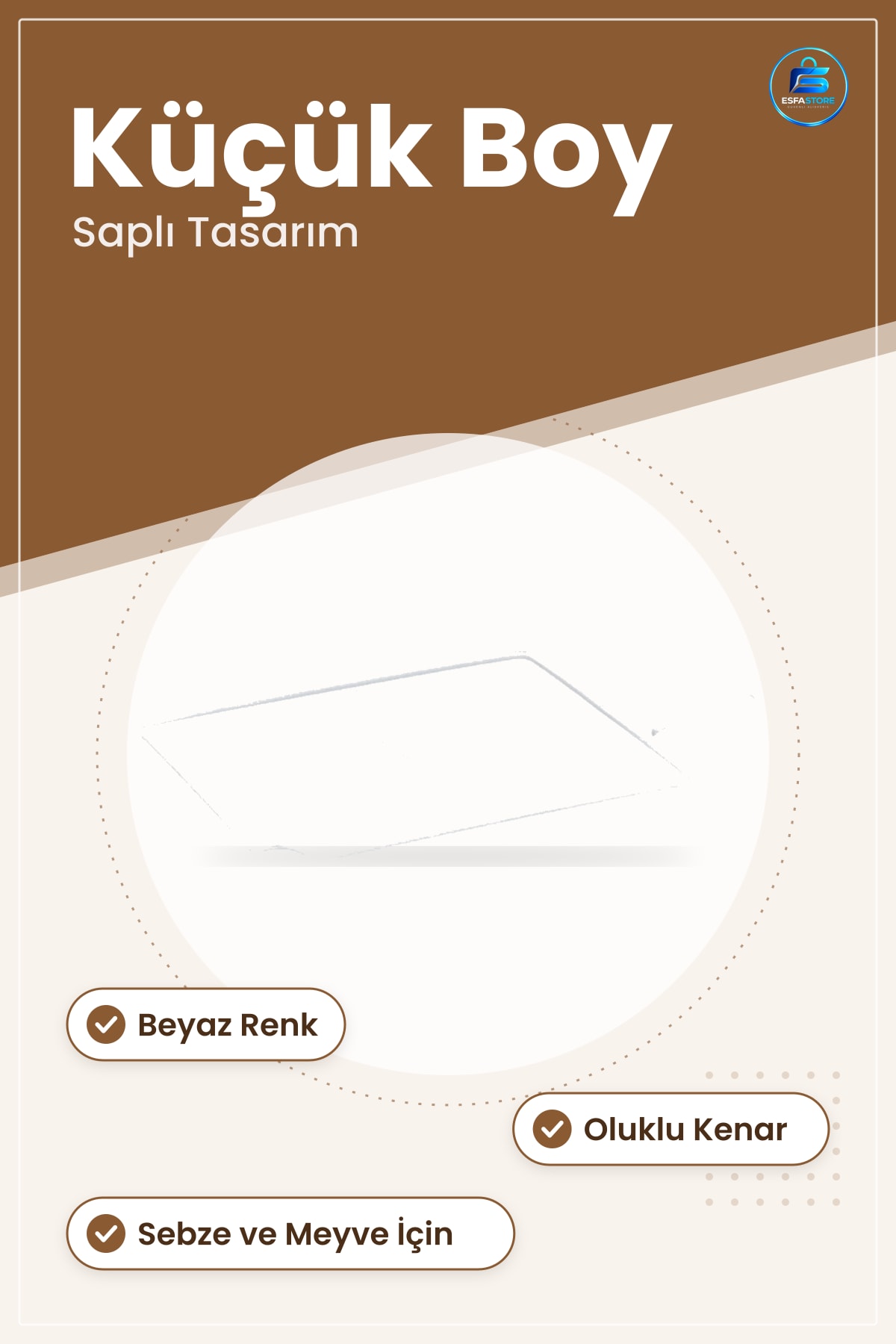 Kesme Tahtası Küçük Saplı Kesim Panosu Beyaz Mutfak Sebze ve Meyve Hazırlığı İçin