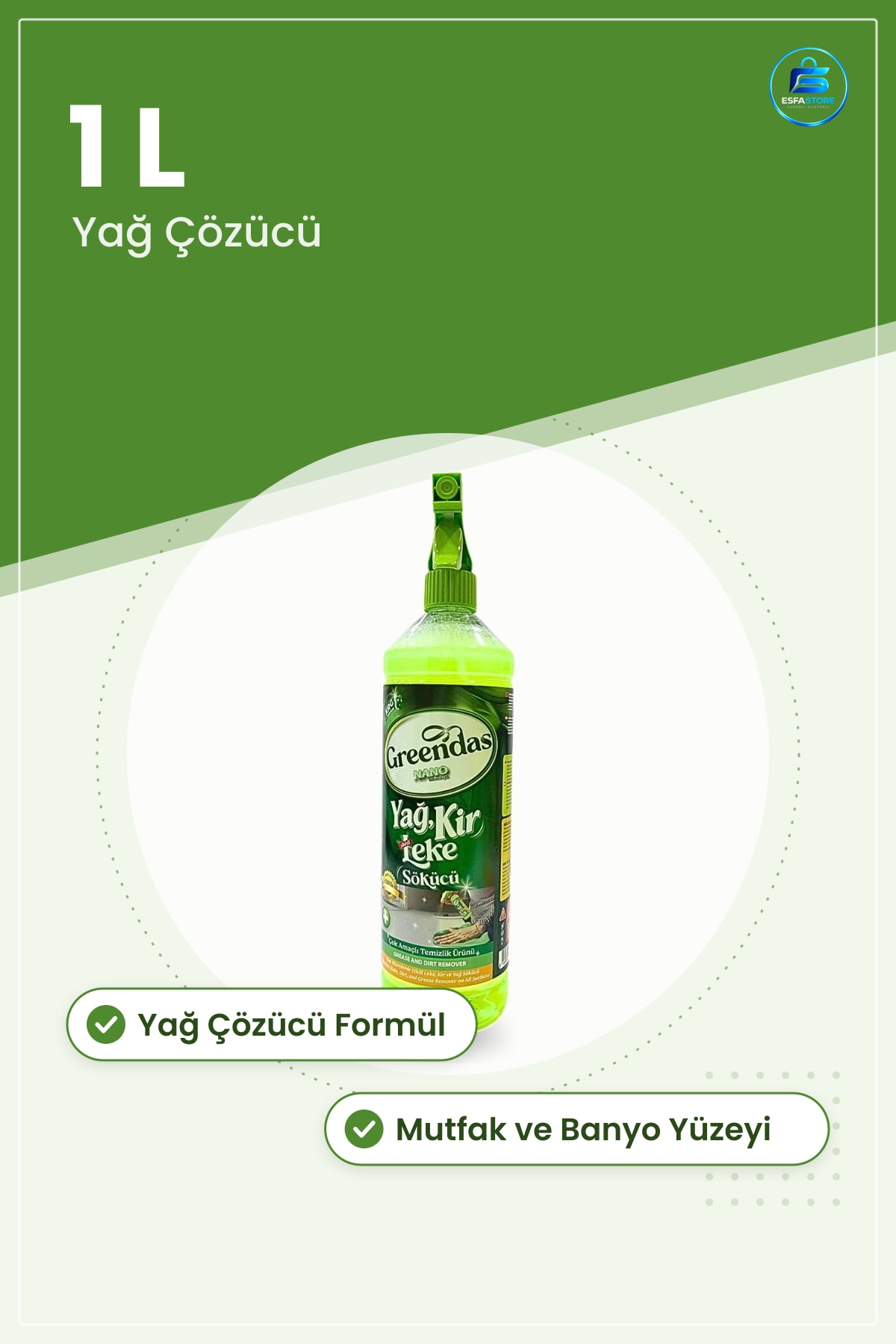 Sıvı Leke Sökücü 1 L Yağ Çözücü Mutfak Banyo Temizlik Ürünü Kir Giderici Çok Amaçlı Nano