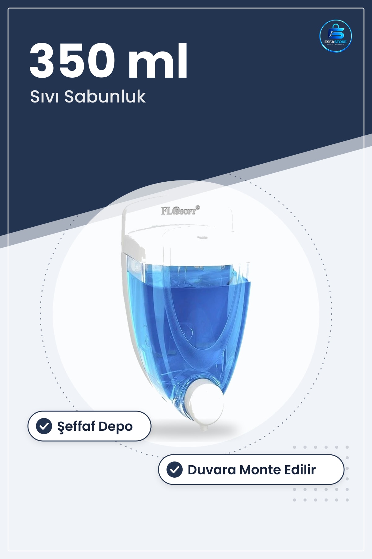 Sıvı Sabunluk 350 ml Duvar Tipi Banyo Mutfak Sabun Dağıtıcı Şeffaf Depolu Aksesuar