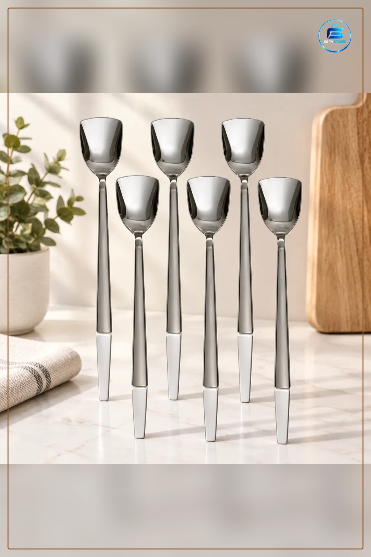 Kartelalı Dondurma Kaşığı 6'lı Servis Mutfak Sofra Takımı İçin Tatlı Kaşık Seti Kolay Kullanım