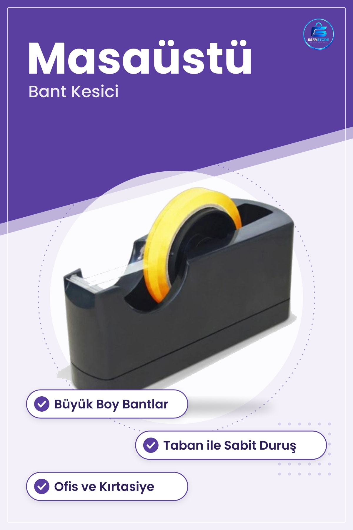 Bant Kesici Büyük Bantlar İçin Masaüstü Makinesi Ofis Kırtasiye Kesme Aparatı Dağıtıcı