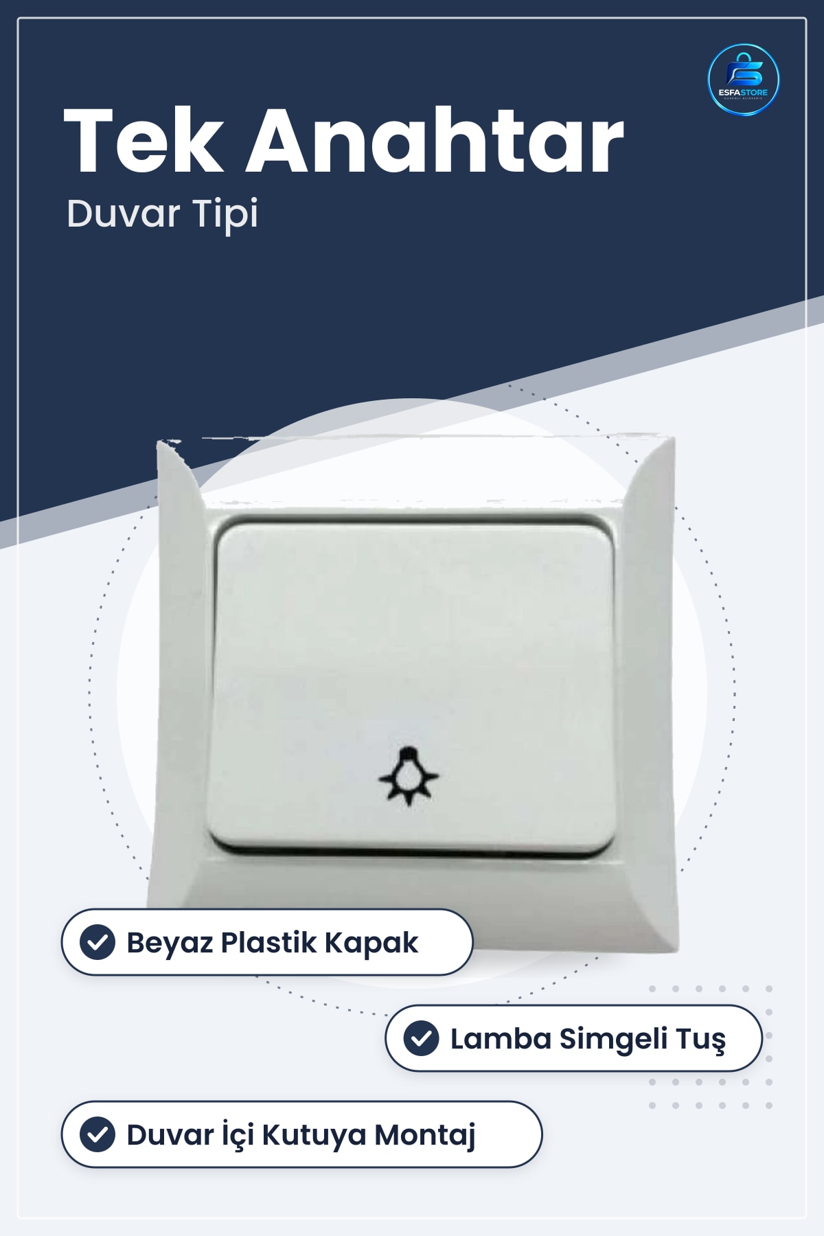 Lamba Anahtarı Otomatik Duvar Tipi Anahtar Ev ve Ofis Aydınlatma Elektrik Tesisat Malzemesi