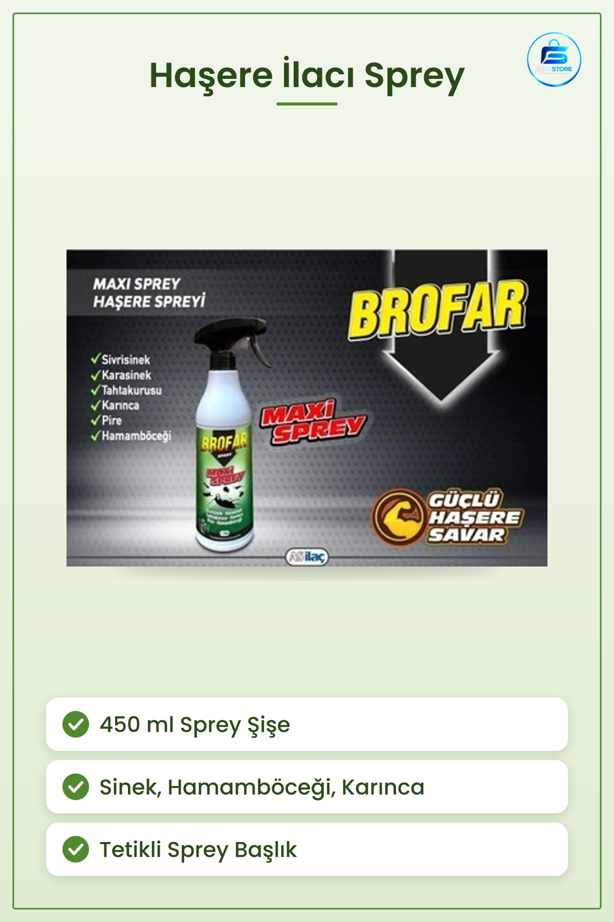 Haşere İlacı Maxi Sprey 450 ml Sivrisinek Karasinek Hamamböceği Karınca Pire Tahtakurusu