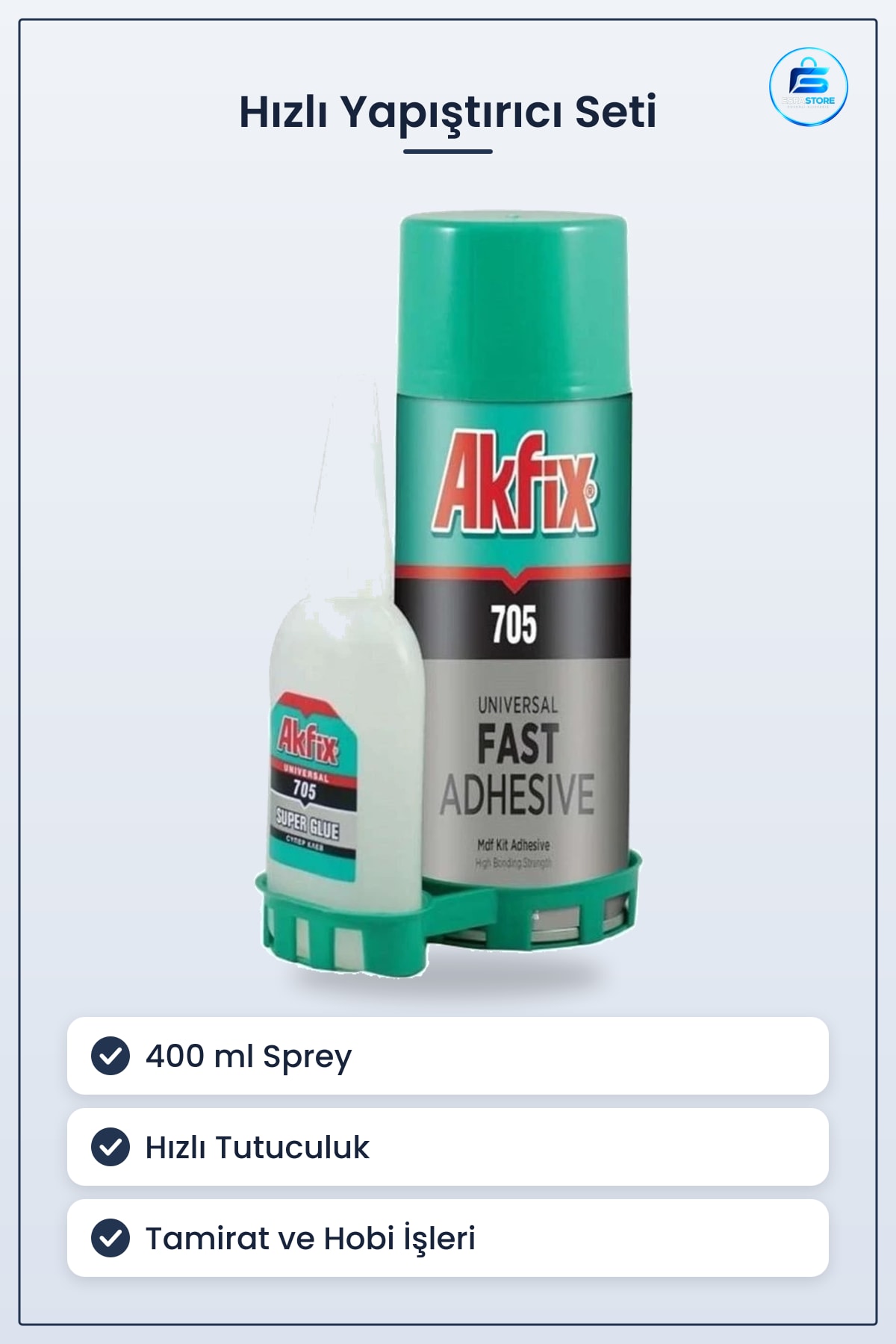 Hızlı Yapıştırıcı 400 ml Sprey ve Tutkal Seti Hırdavat Tamirat Hobi İşleri Ev Kullanışlı