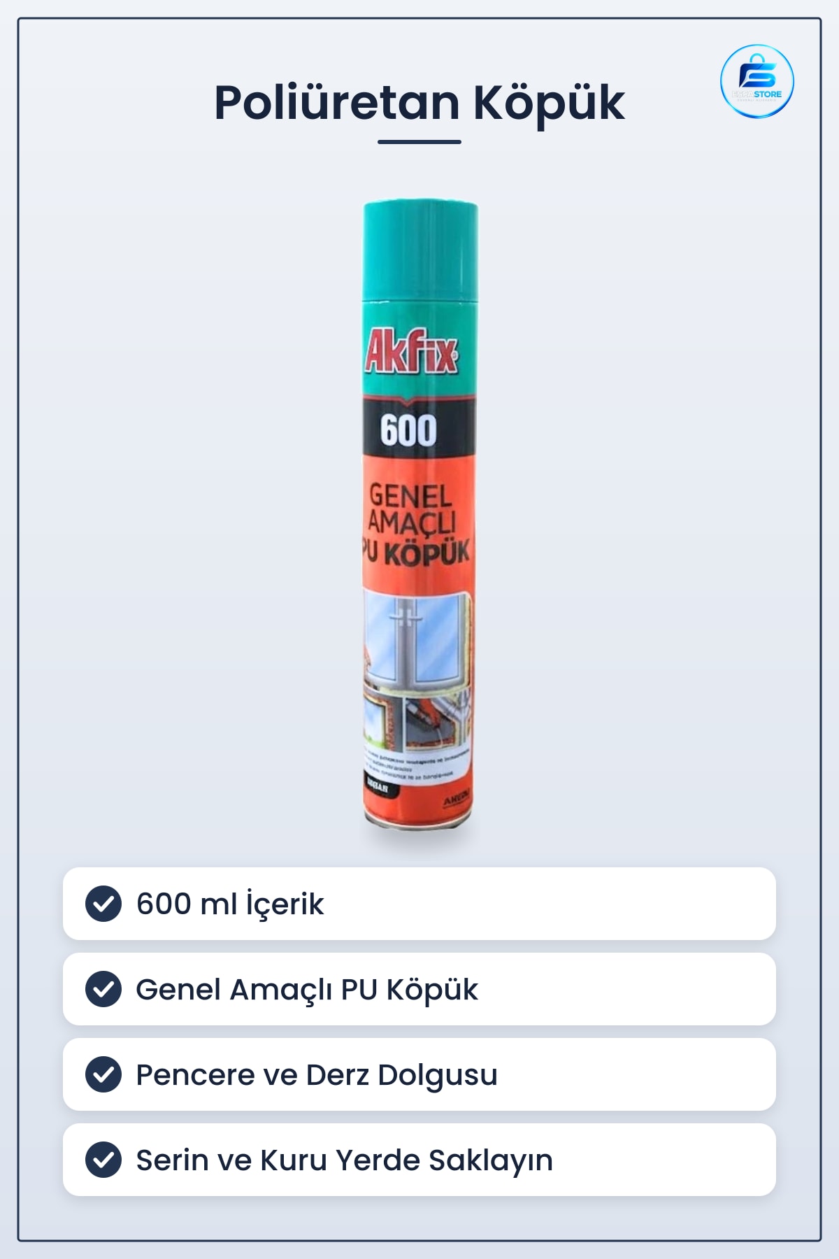 Poliimüretan Köpük 600 ml Genel Amaçlı Sprey Yapıştırıcı Dolgu Yalıtım Tadilat Hırdavat Malzemesi