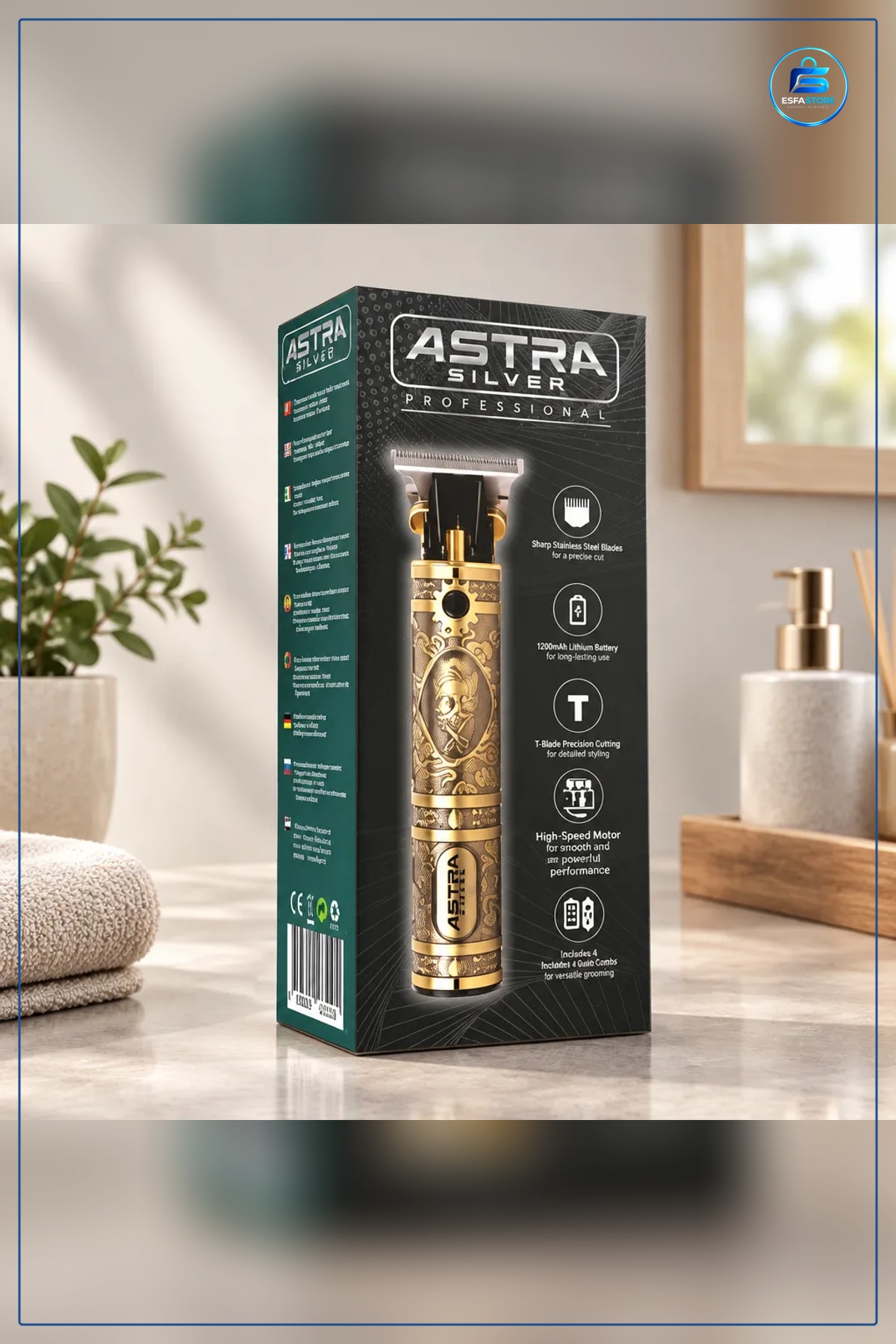 Tıraş Makinesi Saç Sakal Trimmer T Bıçaklı 1200 mAh Şarjlı Erkek Kişisel Bakım Seti Altın Renk