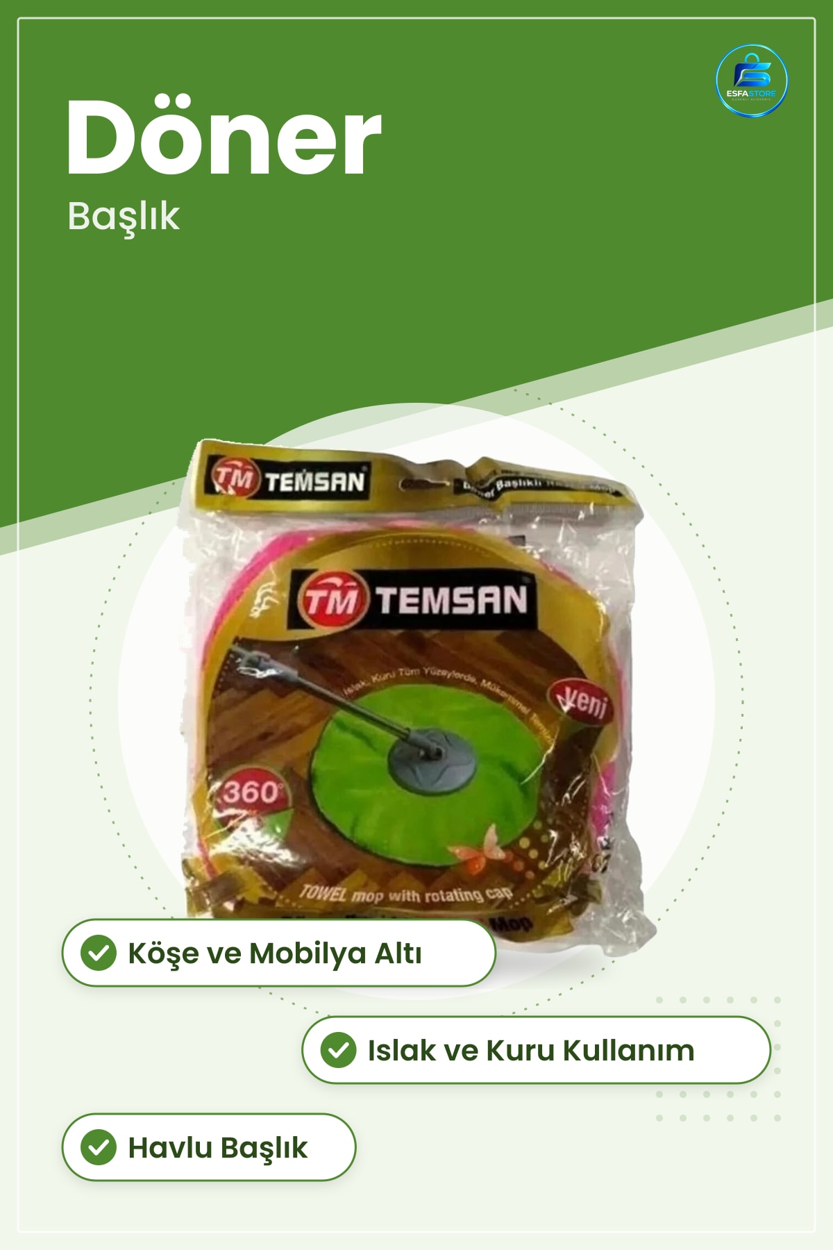 Döner Başlıklı Havlu Mop Paspas Dönen Başlık Köşe Ev Ofis Mobilya Zemin Temizlik Aparatı