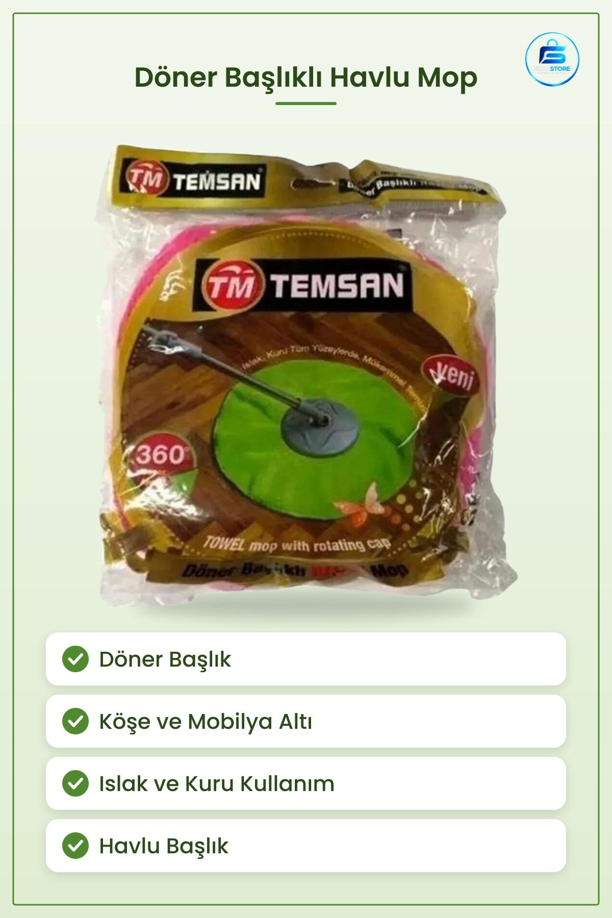 Döner Başlıklı Havlu Mop Paspas Dönen Başlık Köşe Ev Ofis Mobilya Zemin Temizlik Aparatı