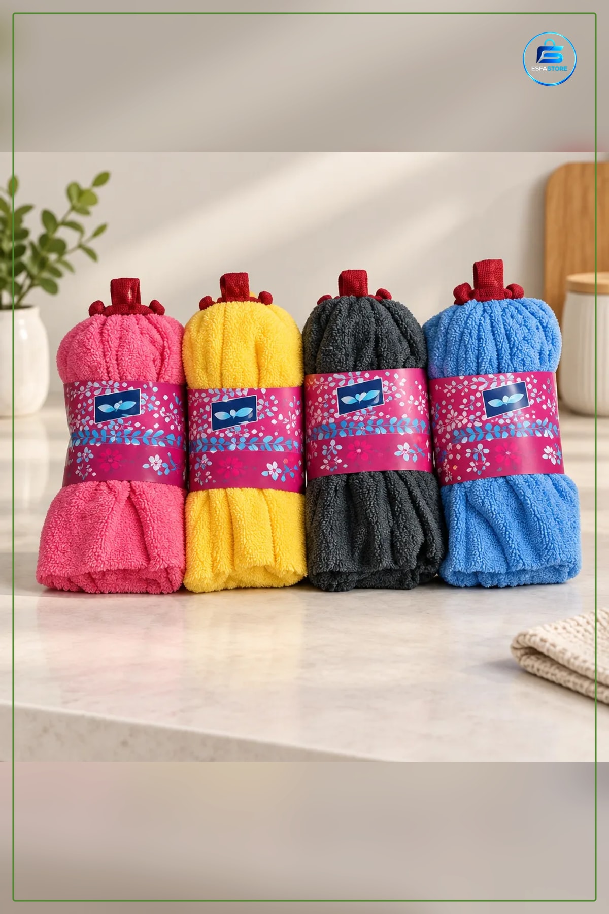 Fibermop Yedek Başlığı Paspas Ucu Zemin Temizliği İçin Ev Mutfak Banyo ve Salon Kullanımı
