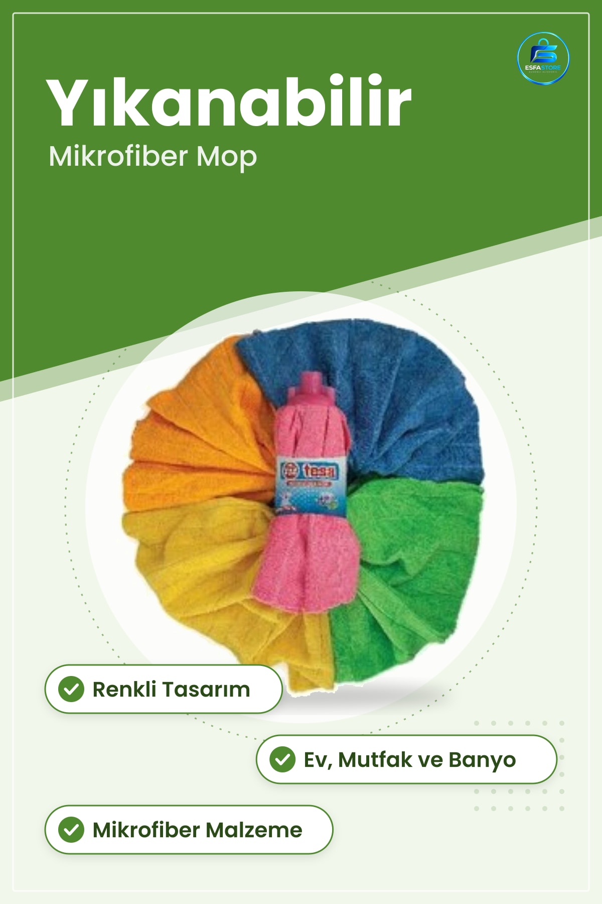 Mikrofiber Mop Paspas Renkli Yıkanabilir Mutfak Banyo Zemin Temizliği İçin Ev Gereci