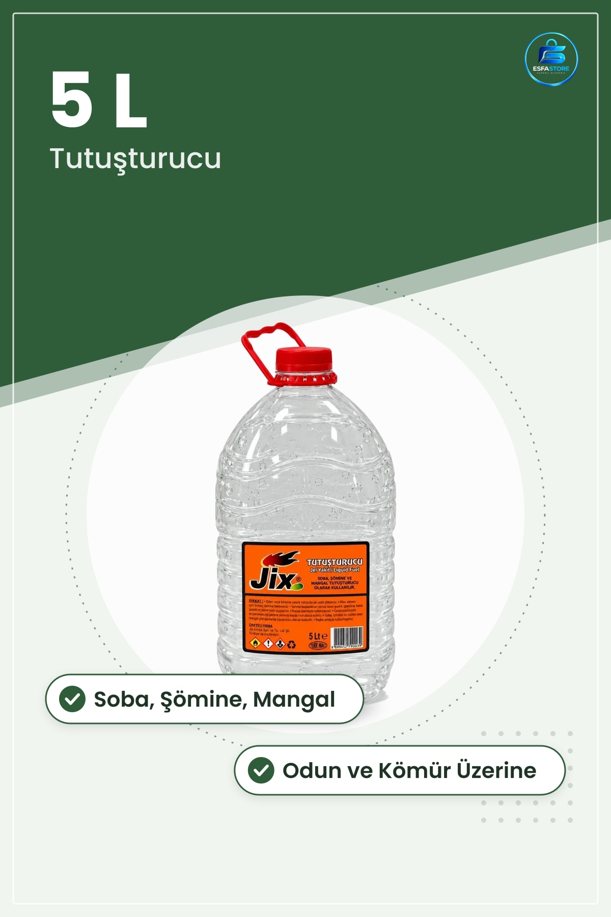 Reşo Tipi Jel Yakıt 5 L Soba Şömine ve Mangal Tutuşturucu Alev Başlatıcı Odun Kömür