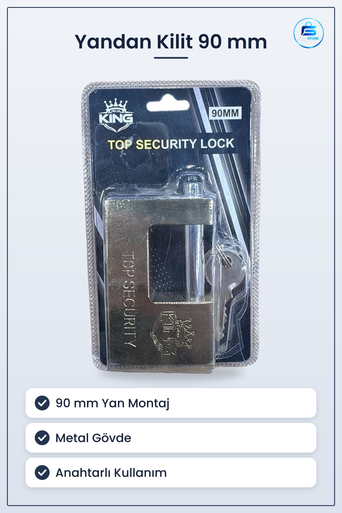 Yandan Kilit 90 mm Güvenlik Kilidi Kapı Anahtarlı Metal Yan Montaj Ev Kapısı Emniyeti