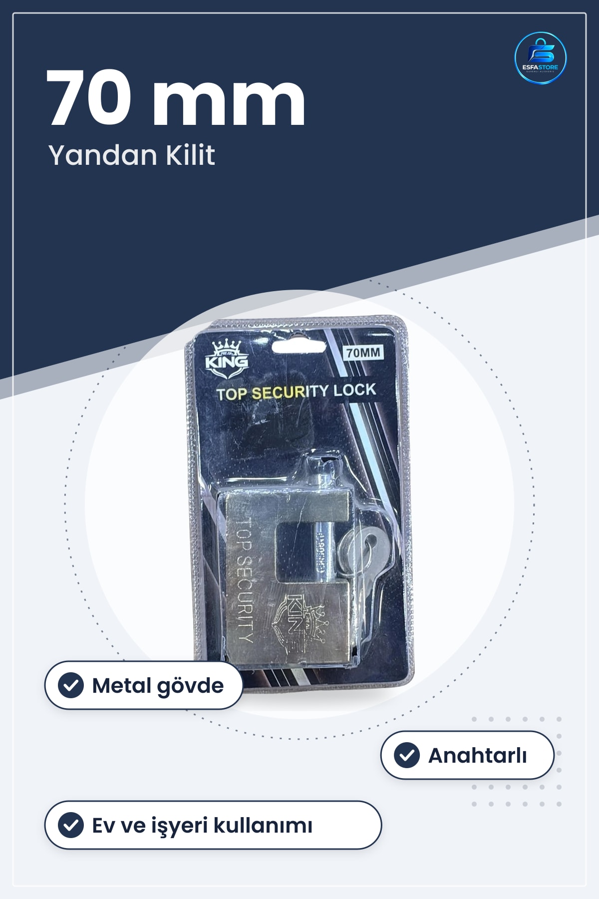 Yandan Kilit 70 mm Çok Amaçlı Güvenlik Kilidi Ev ve İşyeri İçin Yüksek Koruma Tipi