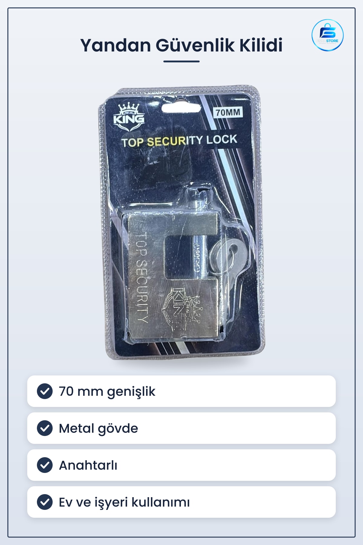 Yandan Kilit 70 mm Çok Amaçlı Güvenlik Kilidi Ev ve İşyeri İçin Yüksek Koruma Tipi