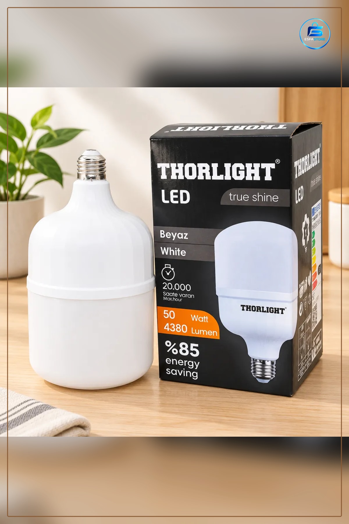 LED Ampul 50 W Beyaz Işık E27 Duy Yüksek Verimli Enerji Tasarruflu Ev ve Ofis Aydınlatması