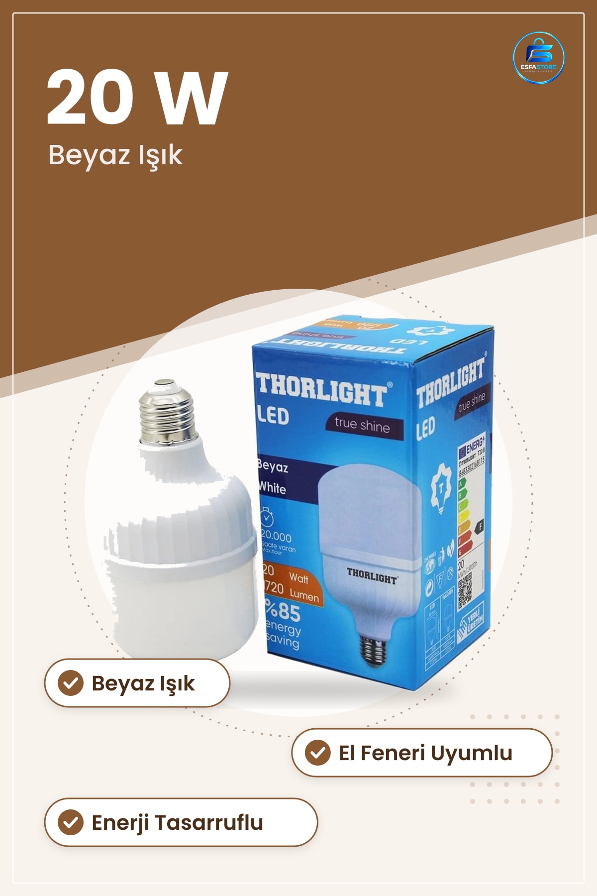 LED Ampul 20 W Torch Beyaz Işık El Feneri Uyumlu Lümen Enerji Tasarruflu Ev Aydınlatma
