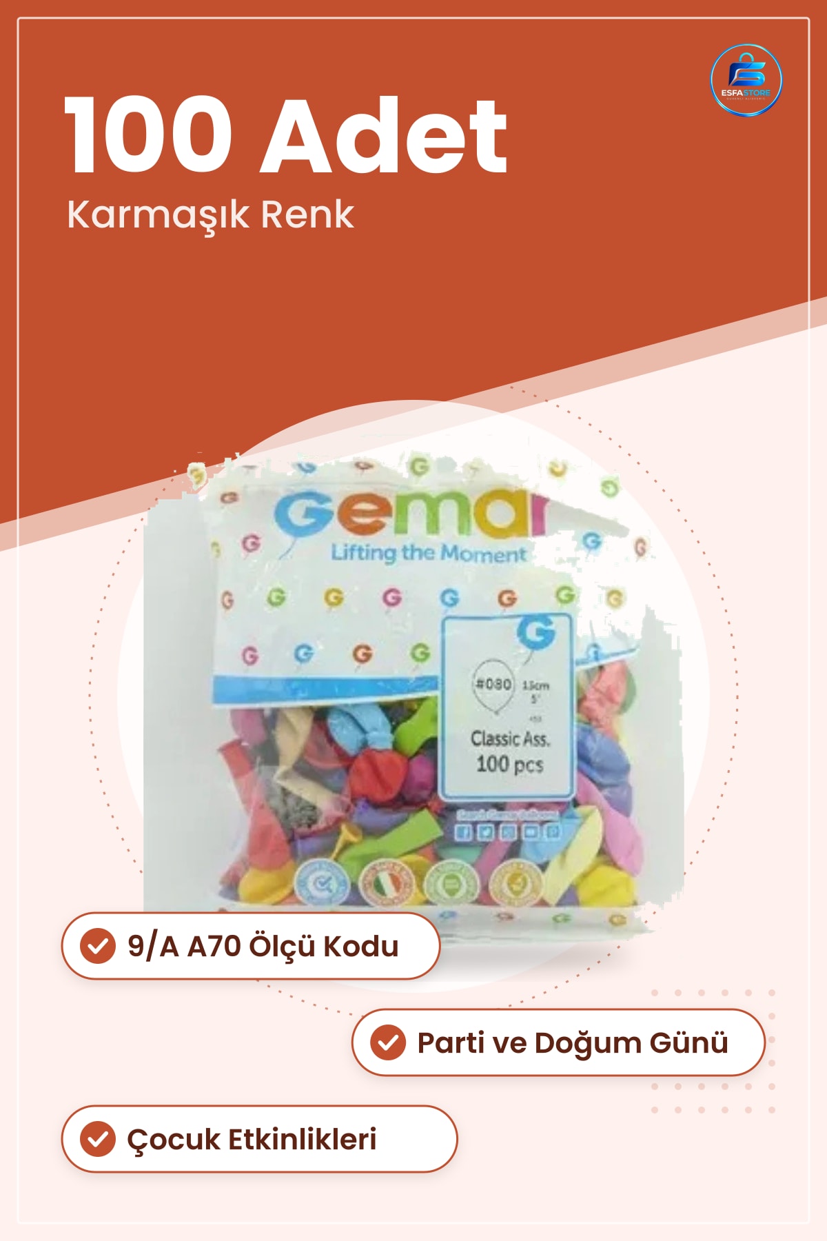 Balon 9/A A70 100 Adet Karışık Renk Parti Süsleme Eğlence Malzemesi Çocuk Doğum Günü