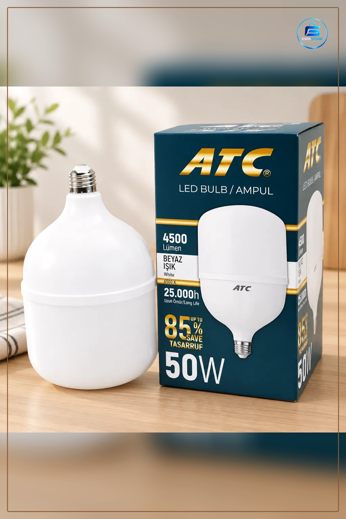 LED Ampul 50 W Torch Tip Lümen K Beyaz Işık Ev ve Ofis Aydınlatması Enerji Tasarruflu
