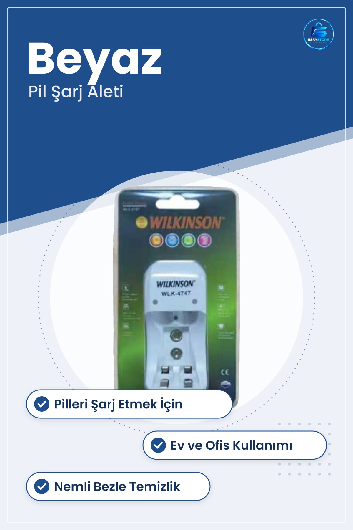 Pil Şarj Aleti Beyaz Pilleri Doldurmak İçin Elektronik Cihaz Aksesuarı Ev Ofis Kullanımı