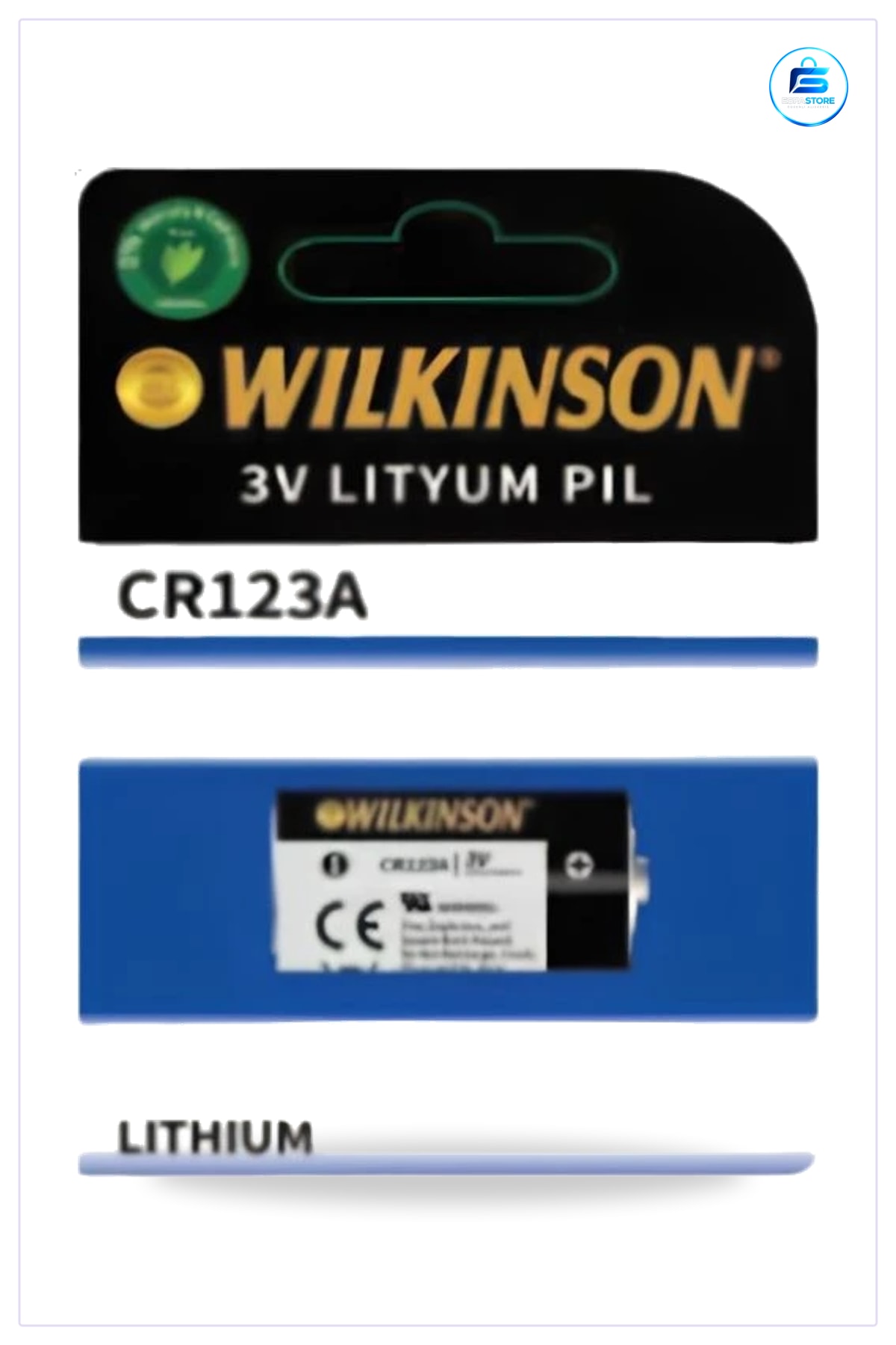 Lityum Pil CR123A 3V Yüksek Enerji Yoğunluklu Alarm Kumanda ve Fotoğraf Makinesi Pili