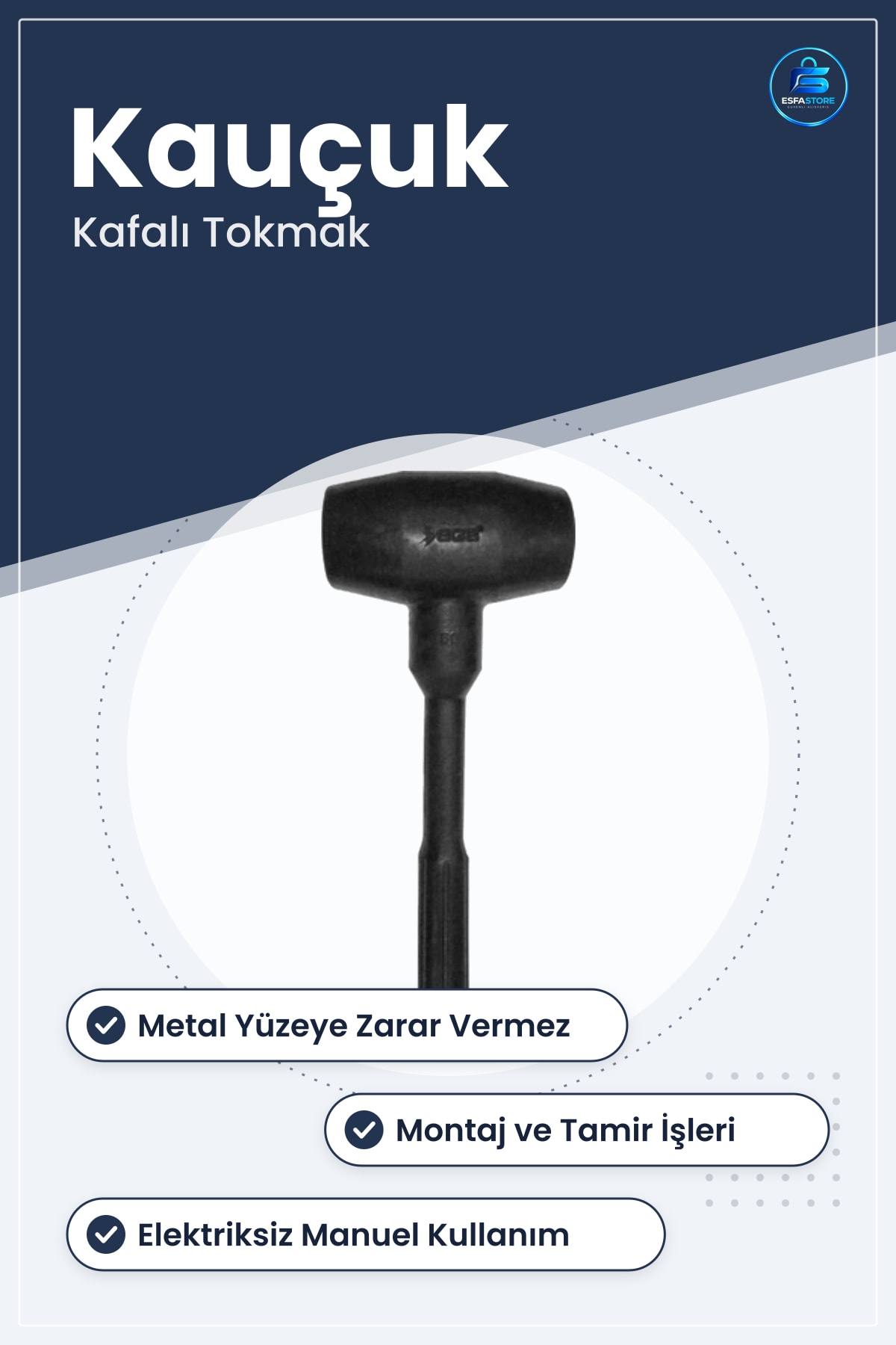 Lastik Tokmak Çekiç 'lık Kauçuk Kafalı Manuel El Aleti Montaj Hırdavat Tamir Atölye İçin
