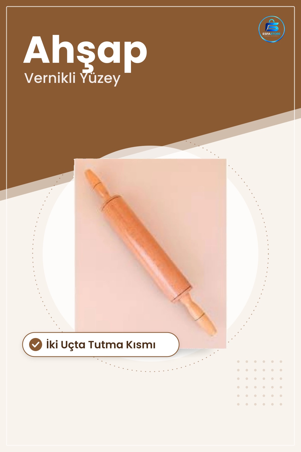 Ahşap Oklava Hamur Açma Merdanesi Vernikli Yüzeyli Mutfak Pişirme Aracı Yemek Hazırlık