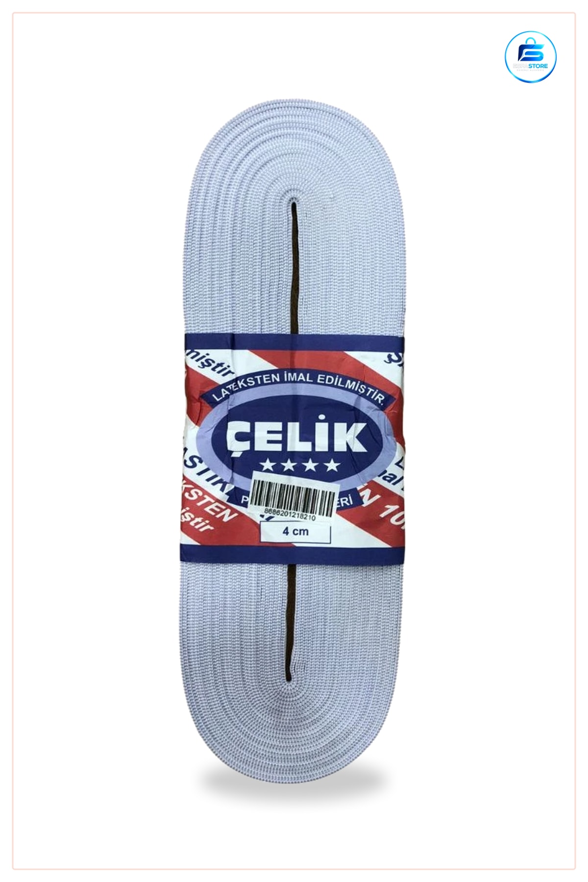 Beyaz Paça Lastiği 10 m 4 cm Lateks Dekoratif Şerit Dikiş Terzilik Hobi Malzemesi
