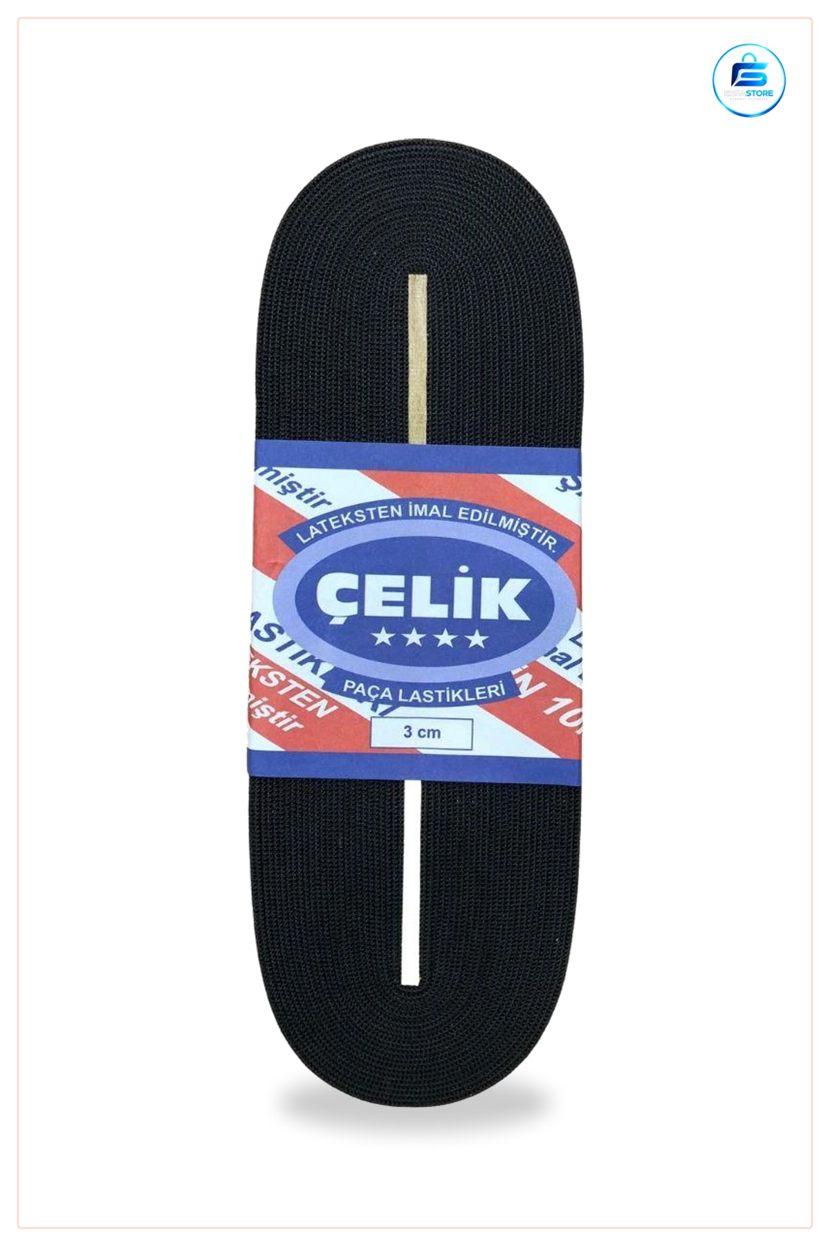 Siyah Paça Lastiği 3 cm 10 m Dekoratif Elastik Şerit Lastik Dikiş Tekstil Hobi Malzemesi